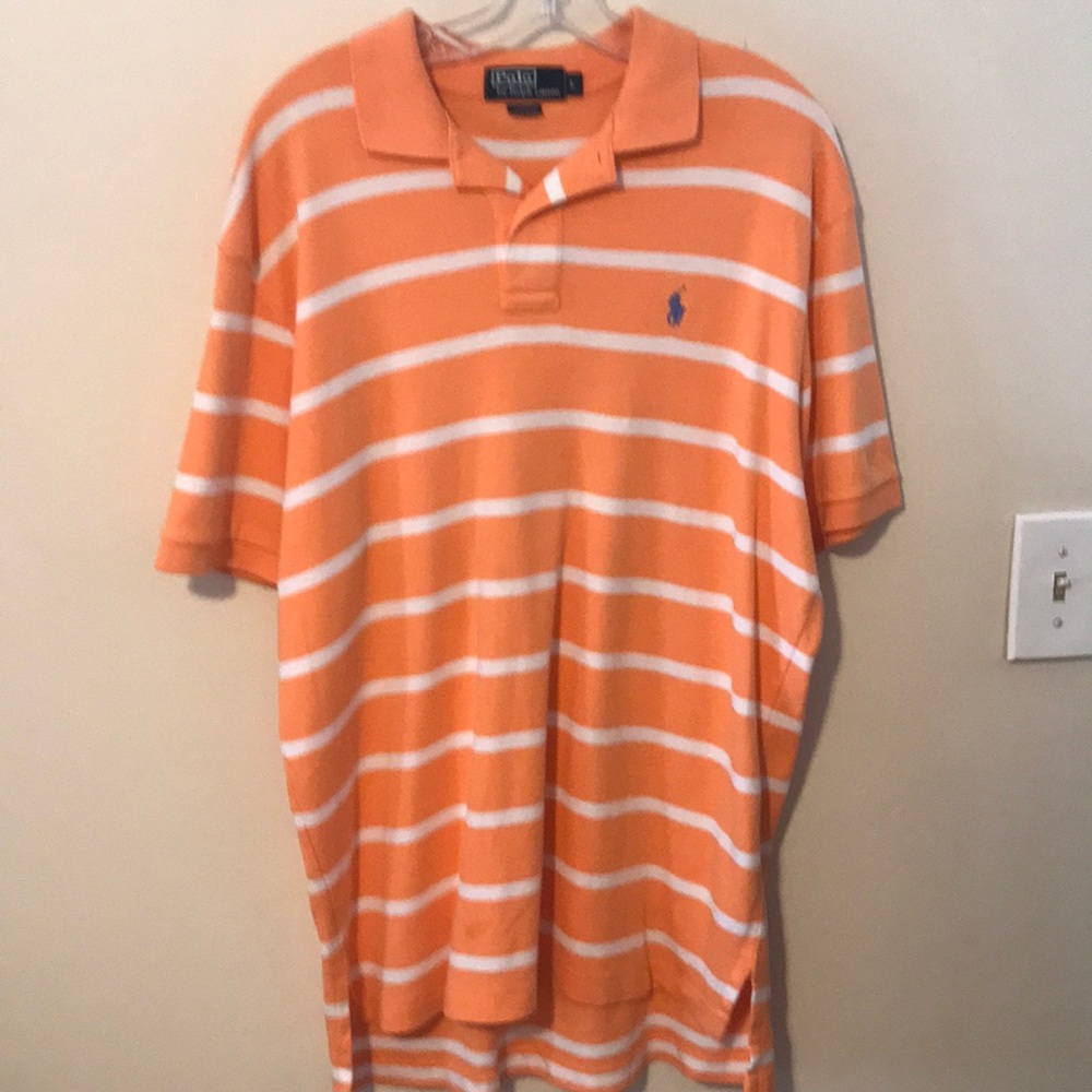 Polo by Ralph Lauren orange and white men’s polo L